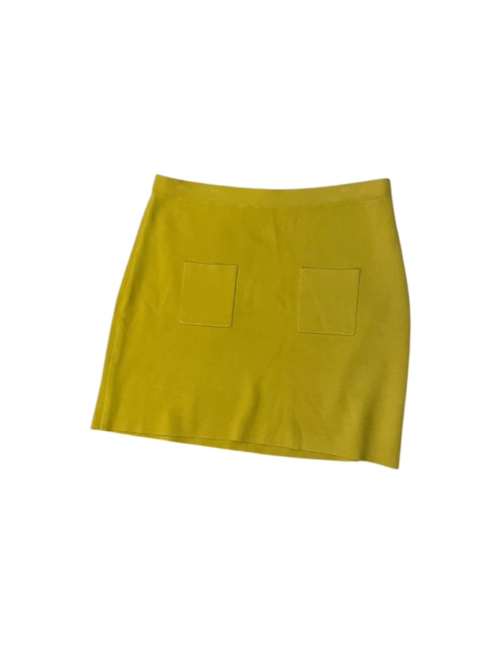 FLAT WHITE Anthro Patch Pocket Chartreuse Mini Skirt with Patch Pockets Size XL